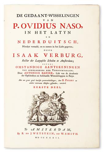 OVIDIUS NASO, PUBLIUS. De Gedaant-Wisselingen.  2 vols. in one.  1732